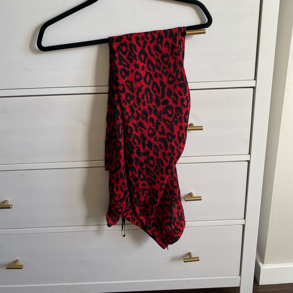 Red cheetah pants